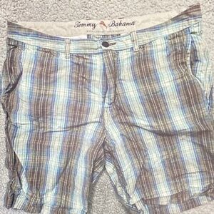 Tommy Bahama Blue and Brown Plaid Men Shorts